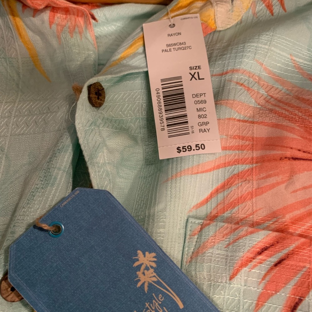 Caribbean Roundtree and Yorke mens tropical print shirt NWT size XL - Picture 5 of 5